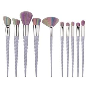 White Rainbow Unicorn Makeup Brushes - set of 10